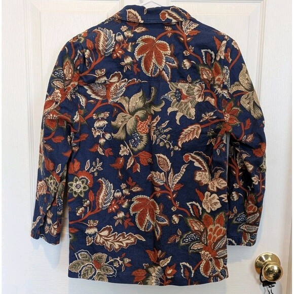 Vintage Rafaella Petites Blazer Size 4 Paisley Unlined Navy With Floral Print - Picture 4 of 8